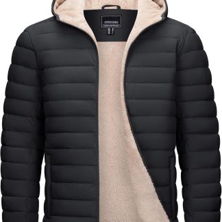 Puffer Jacket Sherpa Lined Water Resistant Hooded Winter image 1